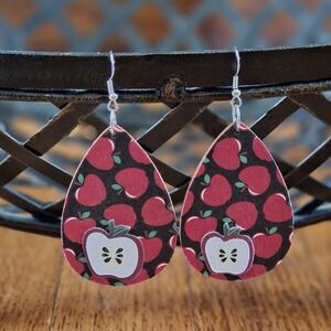 Hand Crafted Red Apple Teardrop Earrings